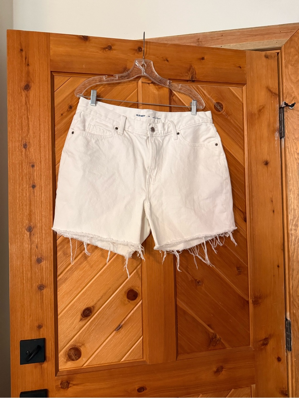 Old Navy White Distressed Hem Denim Shorts